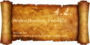 Andrejkovics Lotár névjegykártya